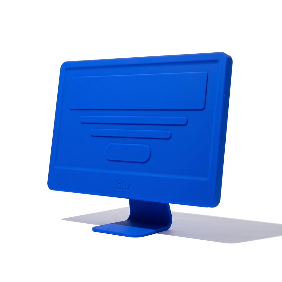 Blue silicone desktop monitor
