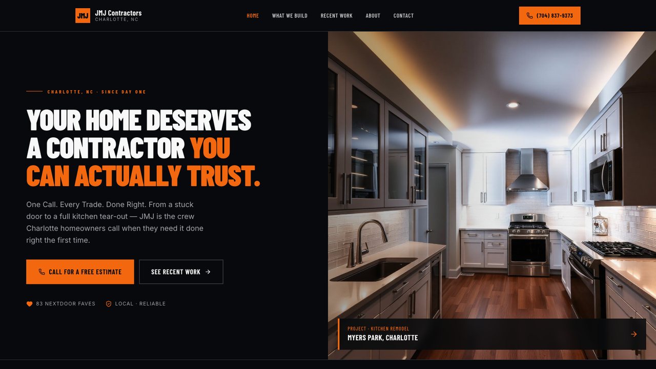 JMJ Contractors website