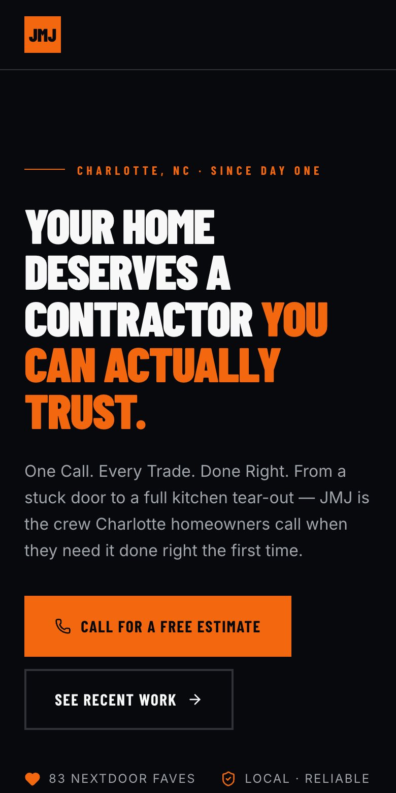 JMJ Contractors on a phone