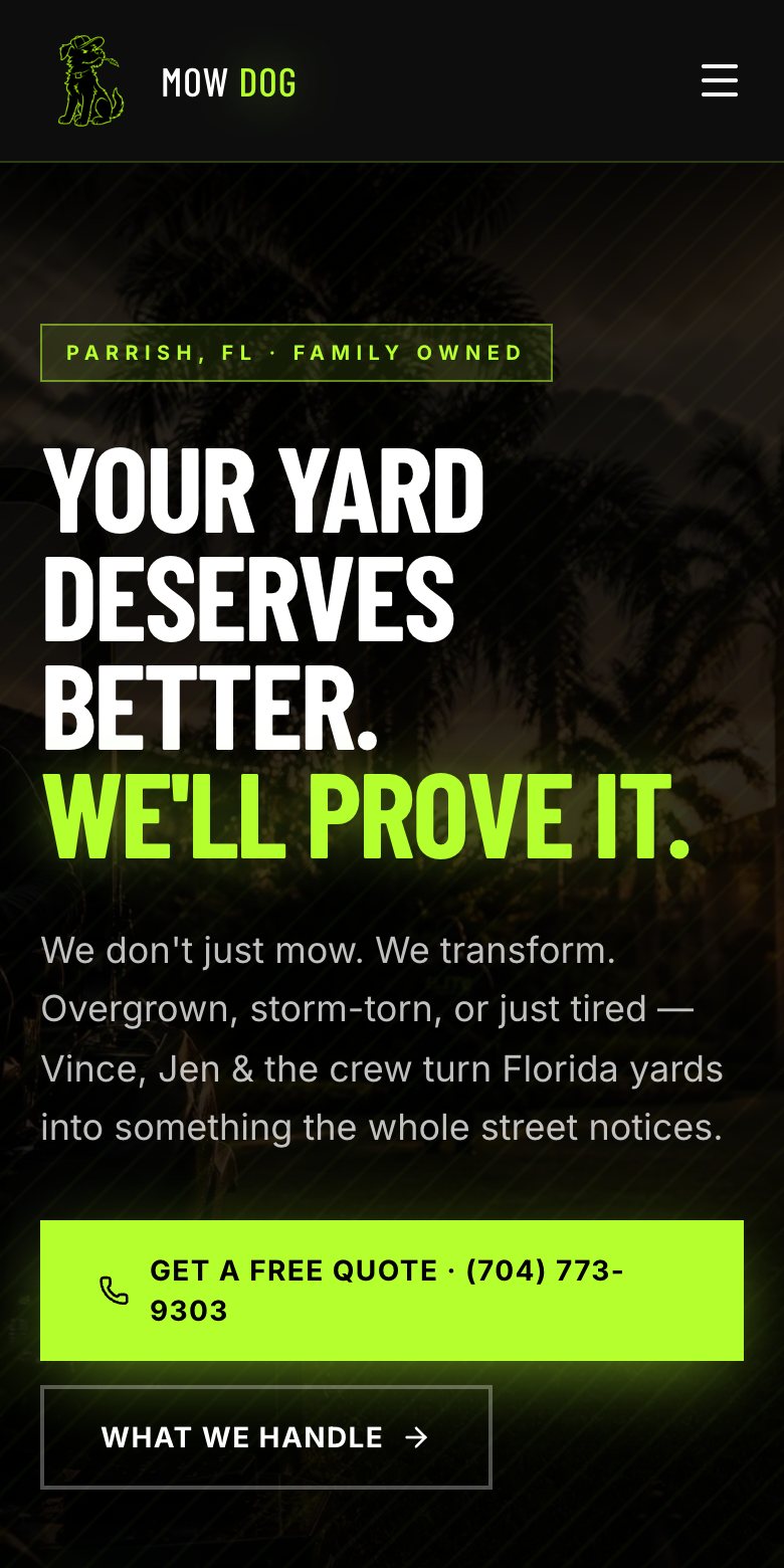 Mow Dog Lawn & Landscape on a phone